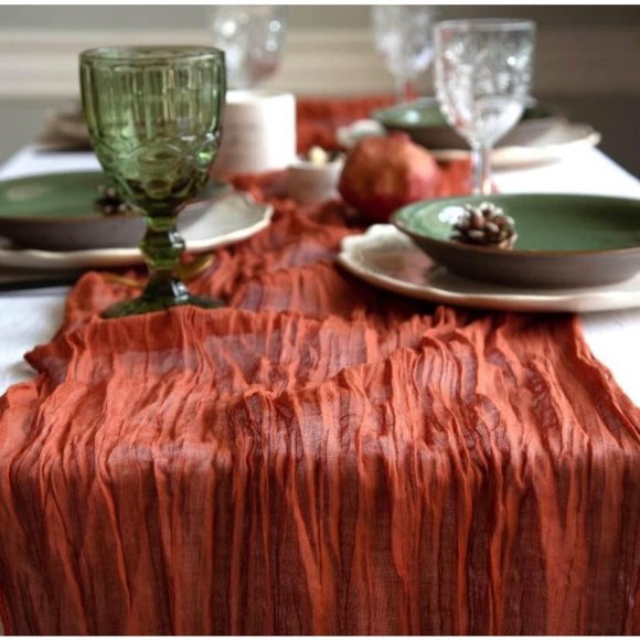 5 Pack Rust Cheesecloth Terracotta Table Runner 13.3ft Boho Gauze Wedding Linen - Picture 4 of 4